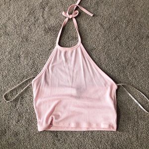 Light pink cropped halter top